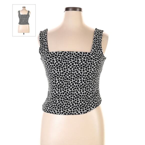 LEITH Cropped Tank Top Sleeveless black white Size Medium casual summer - Picture 2 of 3